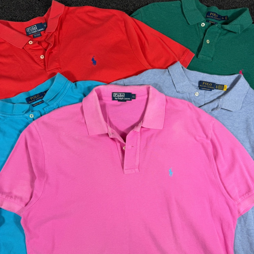 Polo Ralph Lauren Men's XL Polo Shirt Bundle of 5 Multicolor Pink Red Green Blue